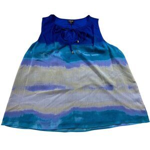 I.N.C. Womens Blue Multicolor Sleeveless Top M FLAWS